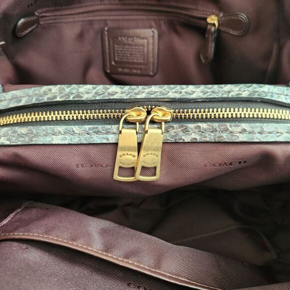 COACH Dalton Exotic Snakeprint Suede Leather Shoulder Bag - Picture 8 of 12